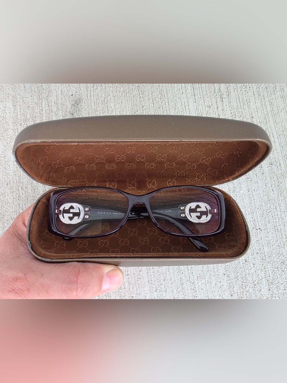 Authentic Gucci GG3557 L45 Purple Eyeglass Frames Crystal GG Made Italy w/ Case